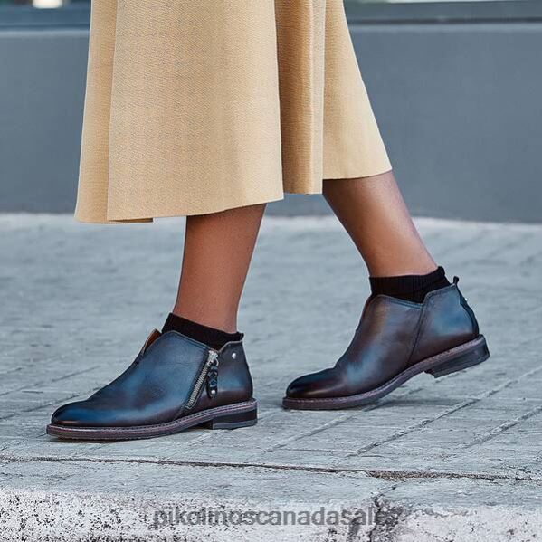 ALDAYA v-cut flat ankle boots with side zip Women Lead 4604J268 Pikolinos Footwear