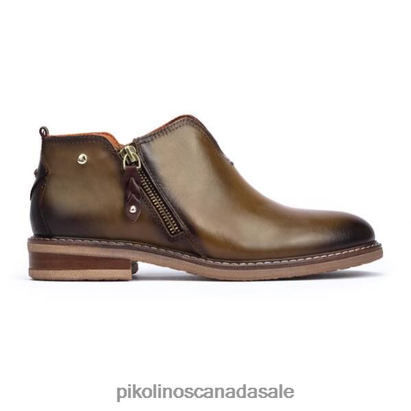 ALDAYA v-cut flat ankle boots with side zip Women Olive 4604J270 Pikolinos Footwear