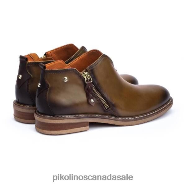 ALDAYA v-cut flat ankle boots with side zip Women Olive 4604J270 Pikolinos Footwear