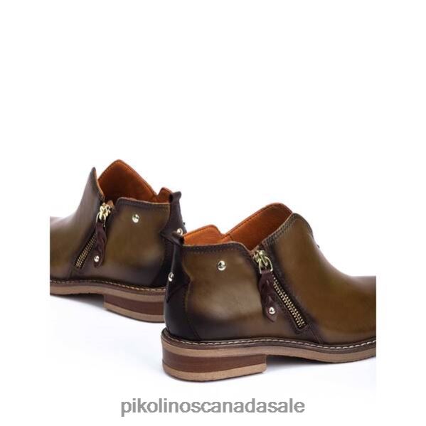 ALDAYA v-cut flat ankle boots with side zip Women Olive 4604J270 Pikolinos Footwear