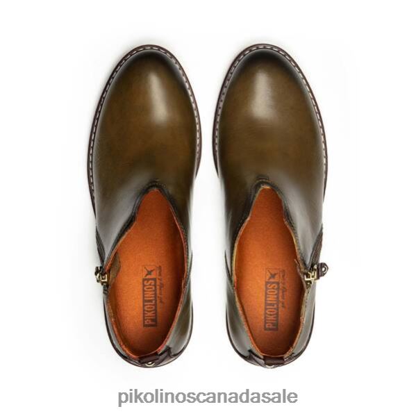 ALDAYA v-cut flat ankle boots with side zip Women Olive 4604J270 Pikolinos Footwear