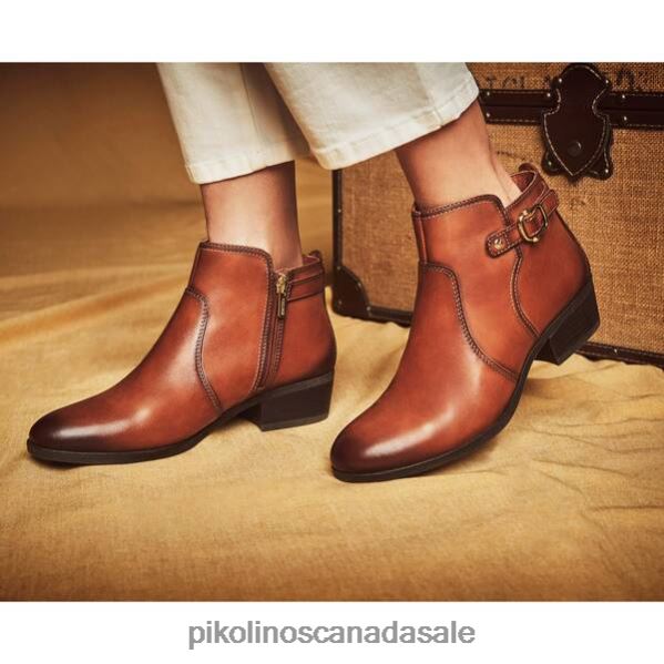 DAROCA leather ankle boots with a mid-heel and buckle Women Brandy 4604J345 Pikolinos Footwear