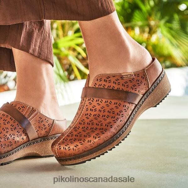 GRANADA die-cut leather clogs Women Brandy 4604J148 Pikolinos Footwear