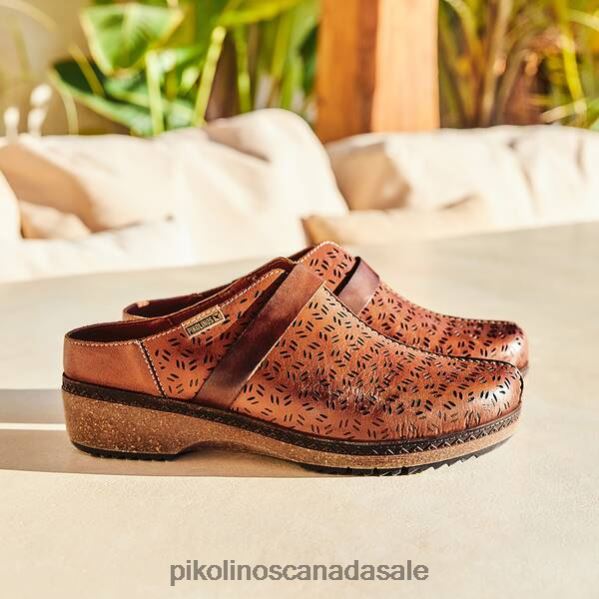 GRANADA die-cut leather clogs Women Brandy 4604J148 Pikolinos Footwear