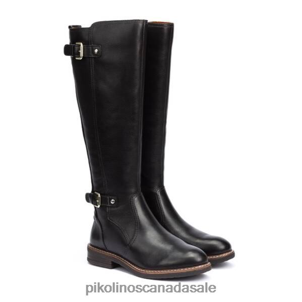 ALDAYA leather knee high boots with double buckle Women Black 4604J359 Pikolinos Footwear
