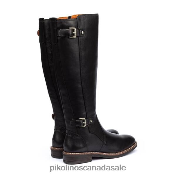 ALDAYA leather knee high boots with double buckle Women Black 4604J359 Pikolinos Footwear