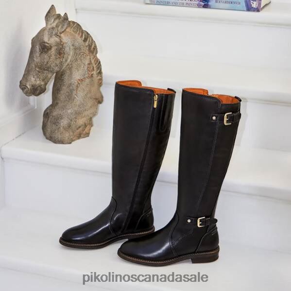 ALDAYA leather knee high boots with double buckle Women Black 4604J359 Pikolinos Footwear