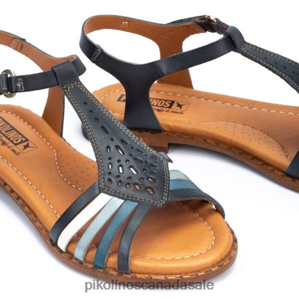 ALGAR flat sandals with ankle strap and die-cut detail Women Ocean 4604J711 Pikolinos Footwear
