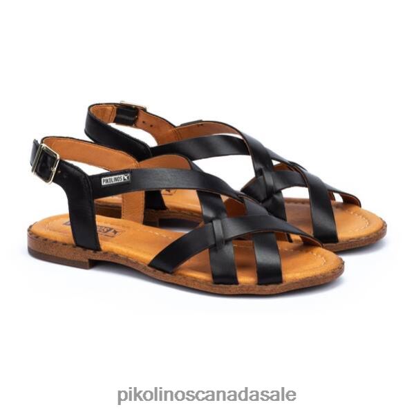 ALGAR flat sandals with straps and ankle buckle Women Black 4604J11 Pikolinos Footwear
