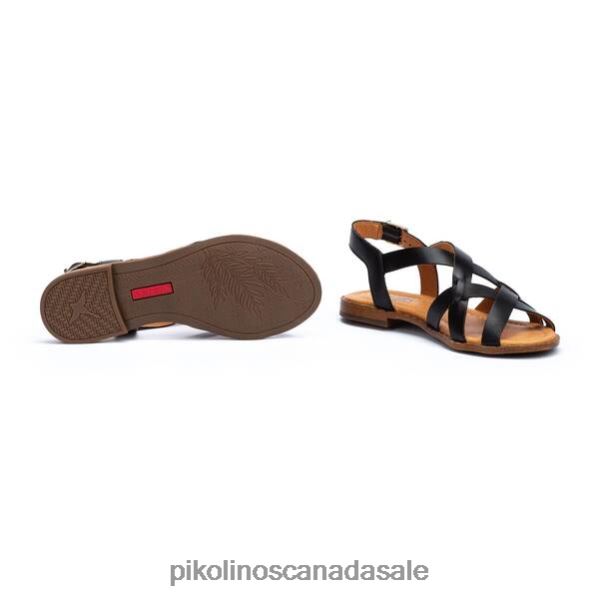 ALGAR flat sandals with straps and ankle buckle Women Black 4604J11 Pikolinos Footwear
