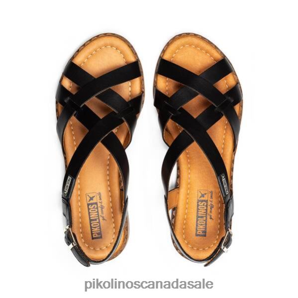 ALGAR flat sandals with straps and ankle buckle Women Black 4604J11 Pikolinos Footwear
