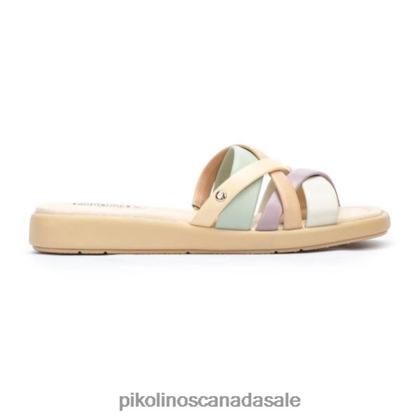 CALELLA flat slider sandals with multicolor straps Women Nata-Cream 4604J8 Pikolinos Footwear