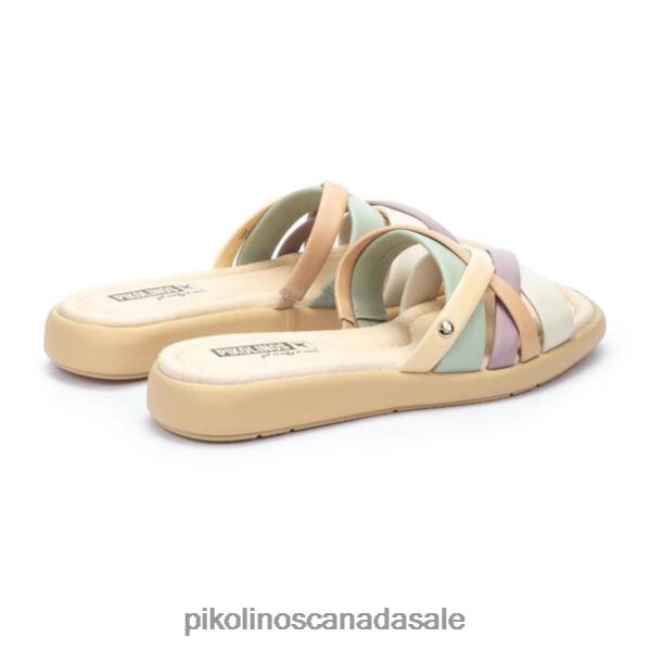 CALELLA flat slider sandals with multicolor straps Women Nata-Cream 4604J8 Pikolinos Footwear