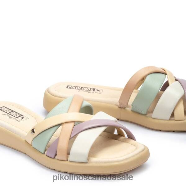 CALELLA flat slider sandals with multicolor straps Women Nata-Cream 4604J8 Pikolinos Footwear