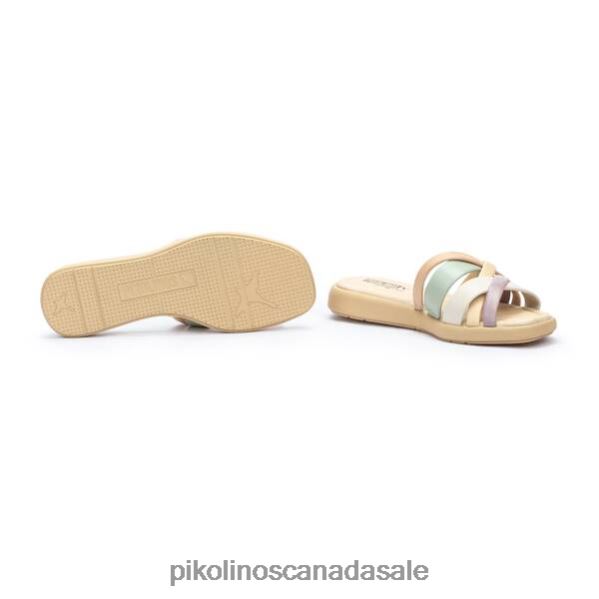 CALELLA flat slider sandals with multicolor straps Women Nata-Cream 4604J8 Pikolinos Footwear