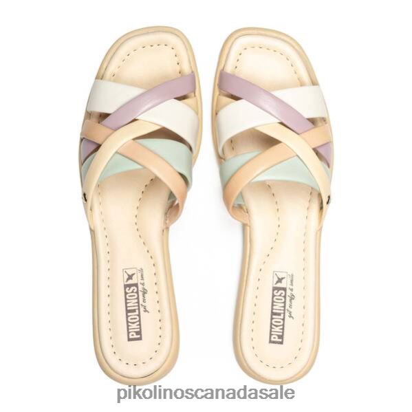 CALELLA flat slider sandals with multicolor straps Women Nata-Cream 4604J8 Pikolinos Footwear