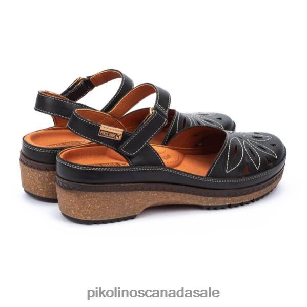 GRANADA leather sandals with hook-and-loop strap Women Black 4604J145 Pikolinos Footwear
