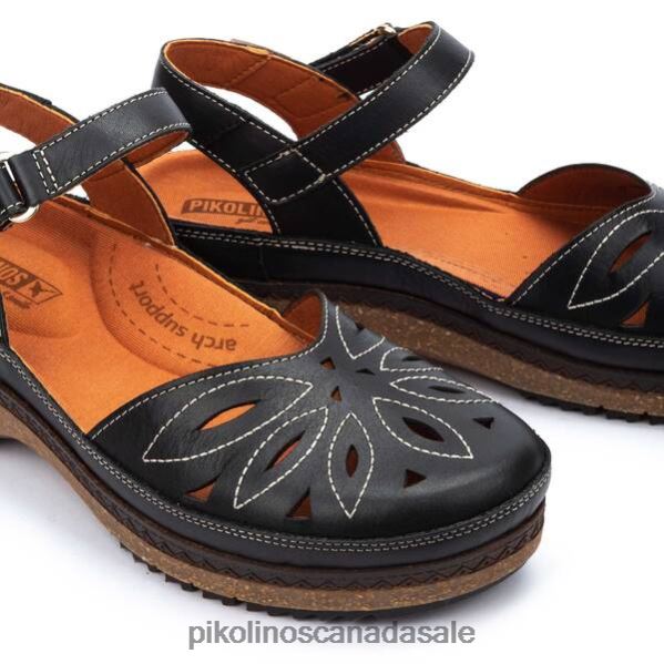 GRANADA leather sandals with hook-and-loop strap Women Black 4604J145 Pikolinos Footwear
