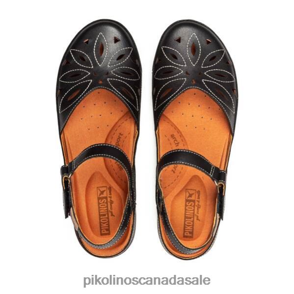 GRANADA leather sandals with hook-and-loop strap Women Black 4604J145 Pikolinos Footwear