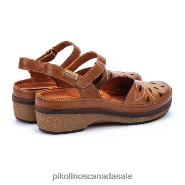 GRANADA leather sandals with hook-and-loop strap Women Brandy 4604J146 Pikolinos Footwear