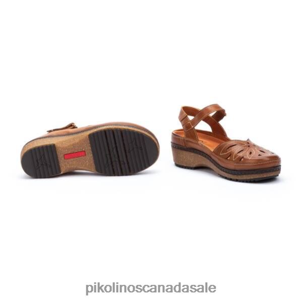 GRANADA leather sandals with hook-and-loop strap Women Brandy 4604J146 Pikolinos Footwear