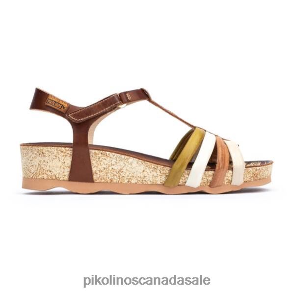 MAHON wedge sandals with coloured straps and ankle strap Women Cuero 4604J753 Pikolinos Footwear