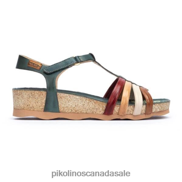 MAHON wedge sandals with coloured straps and ankle strap Women Emerald 4604J754 Pikolinos Footwear