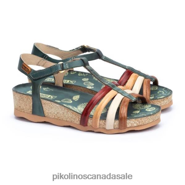 MAHON wedge sandals with coloured straps and ankle strap Women Emerald 4604J754 Pikolinos Footwear