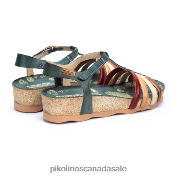 MAHON wedge sandals with coloured straps and ankle strap Women Emerald 4604J754 Pikolinos Footwear