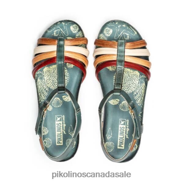 MAHON wedge sandals with coloured straps and ankle strap Women Emerald 4604J754 Pikolinos Footwear