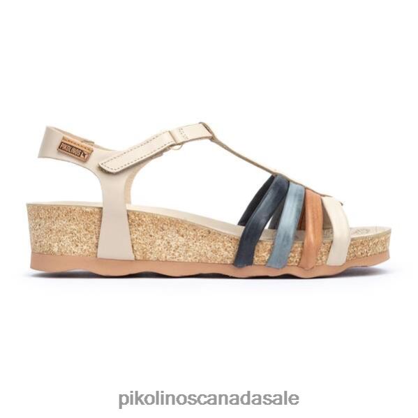 MAHON wedge sandals with coloured straps and ankle strap Women Marfil 4604J755 Pikolinos Footwear
