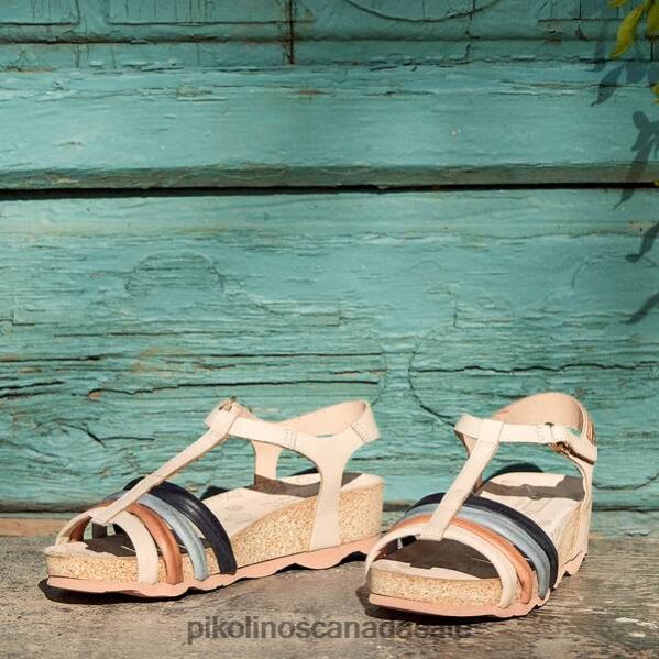 MAHON wedge sandals with coloured straps and ankle strap Women Marfil 4604J755 Pikolinos Footwear