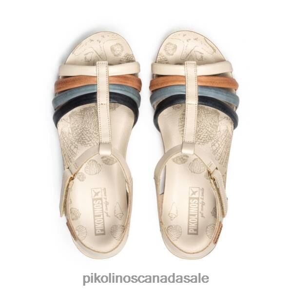 MAHON wedge sandals with coloured straps and ankle strap Women Marfil 4604J755 Pikolinos Footwear