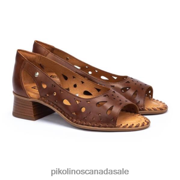 MELILLA die-cut leather sandals with wide flare heel Women Cuero 4604J804 Pikolinos Footwear