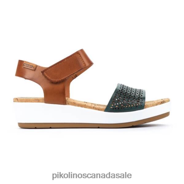MYKONOS wedge sandals with punched leather Women Emerald 4604J717 Pikolinos Footwear