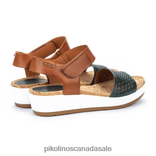 MYKONOS wedge sandals with punched leather Women Emerald 4604J717 Pikolinos Footwear