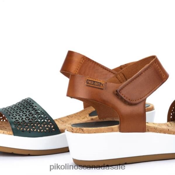 MYKONOS wedge sandals with punched leather Women Emerald 4604J717 Pikolinos Footwear