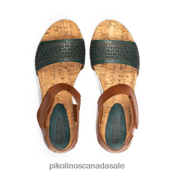 MYKONOS wedge sandals with punched leather Women Emerald 4604J717 Pikolinos Footwear