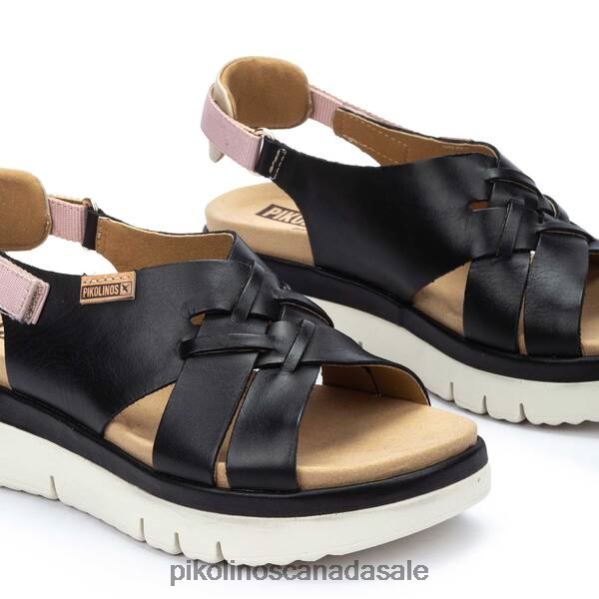 PALMA leather sandals with braided straps Women Black 4604J82 Pikolinos Footwear