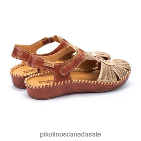 P. VALLARTA wedge sandals with die-cut toe detailing Women Champagne 4604J120 Pikolinos Footwear