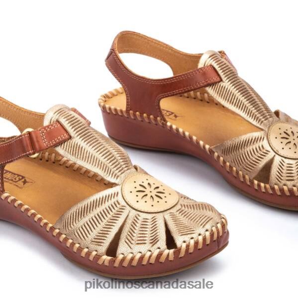 P. VALLARTA wedge sandals with die-cut toe detailing Women Champagne 4604J120 Pikolinos Footwear