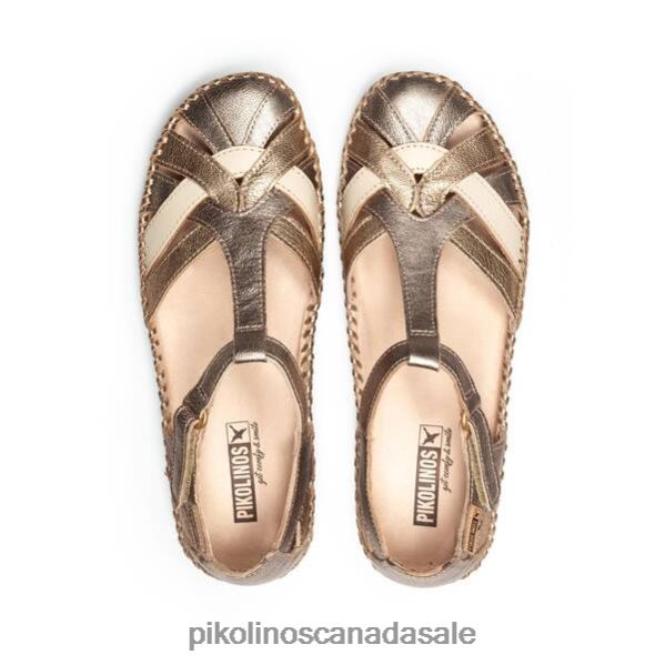 P. VALLARTA woven sandal with side velcro Women Stone 4604J66 Pikolinos Footwear