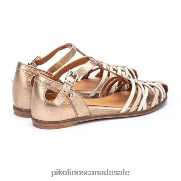 TALAVERA semi-closed braided sandals with closed heel and toe and side buckle Women Champagne 4604J31 Pikolinos Footwear