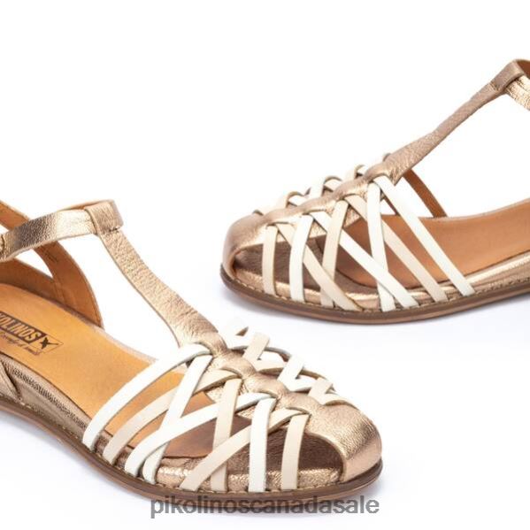 TALAVERA semi-closed braided sandals with closed heel and toe and side buckle Women Champagne 4604J31 Pikolinos Footwear