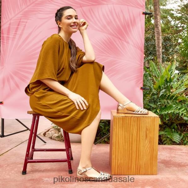 TALAVERA semi-closed braided sandals with closed heel and toe and side buckle Women Champagne 4604J31 Pikolinos Footwear