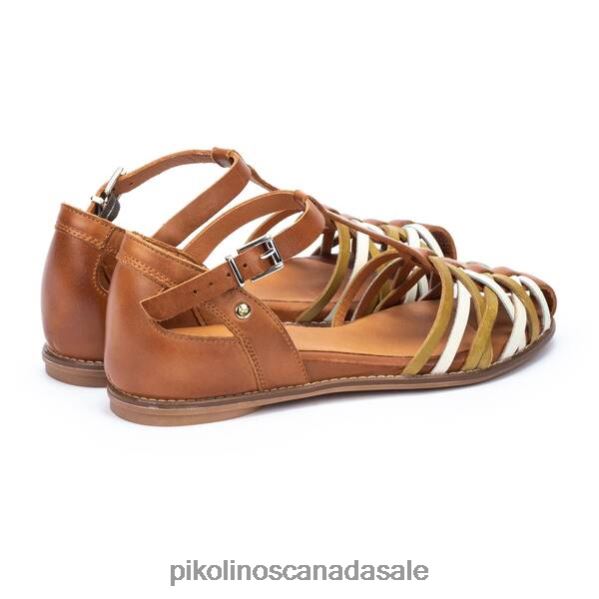TALAVERA semi-closed brainded sandals with closed heel and side buckle Women Brandy 4604J28 Pikolinos Footwear