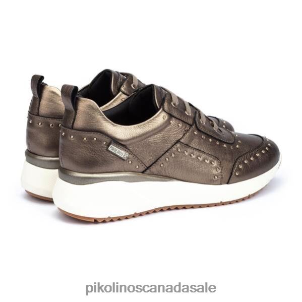 SELLA leather wedge sneakers with metallic studs Women Grafit 4604J764 Pikolinos Footwear