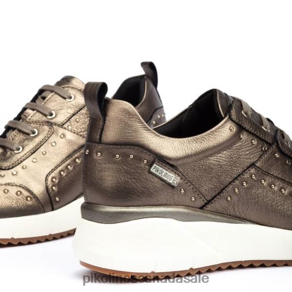 SELLA leather wedge sneakers with metallic studs Women Grafit 4604J764 Pikolinos Footwear