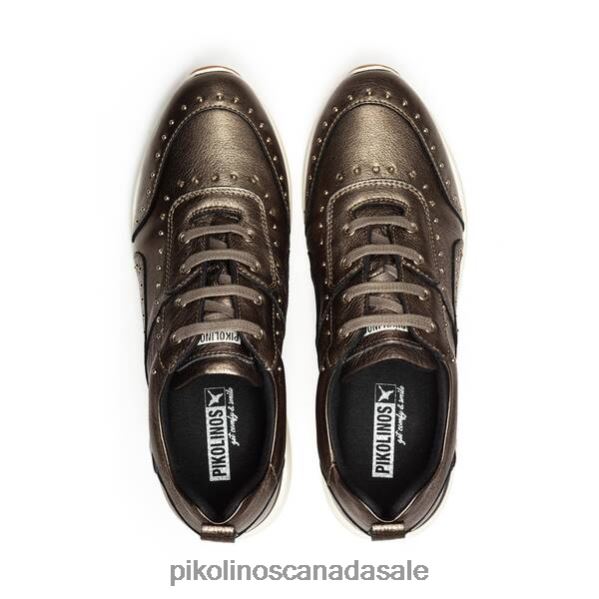 SELLA leather wedge sneakers with metallic studs Women Grafit 4604J764 Pikolinos Footwear