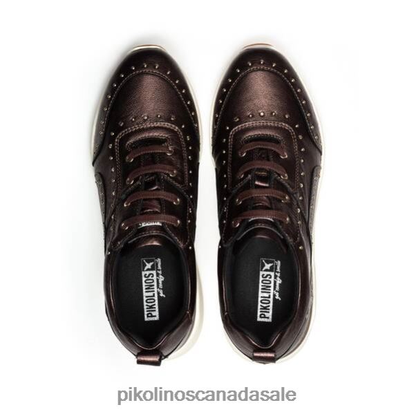 SELLA leather wedge sneakers with metallic studs Women Moka 4604J765 Pikolinos Footwear